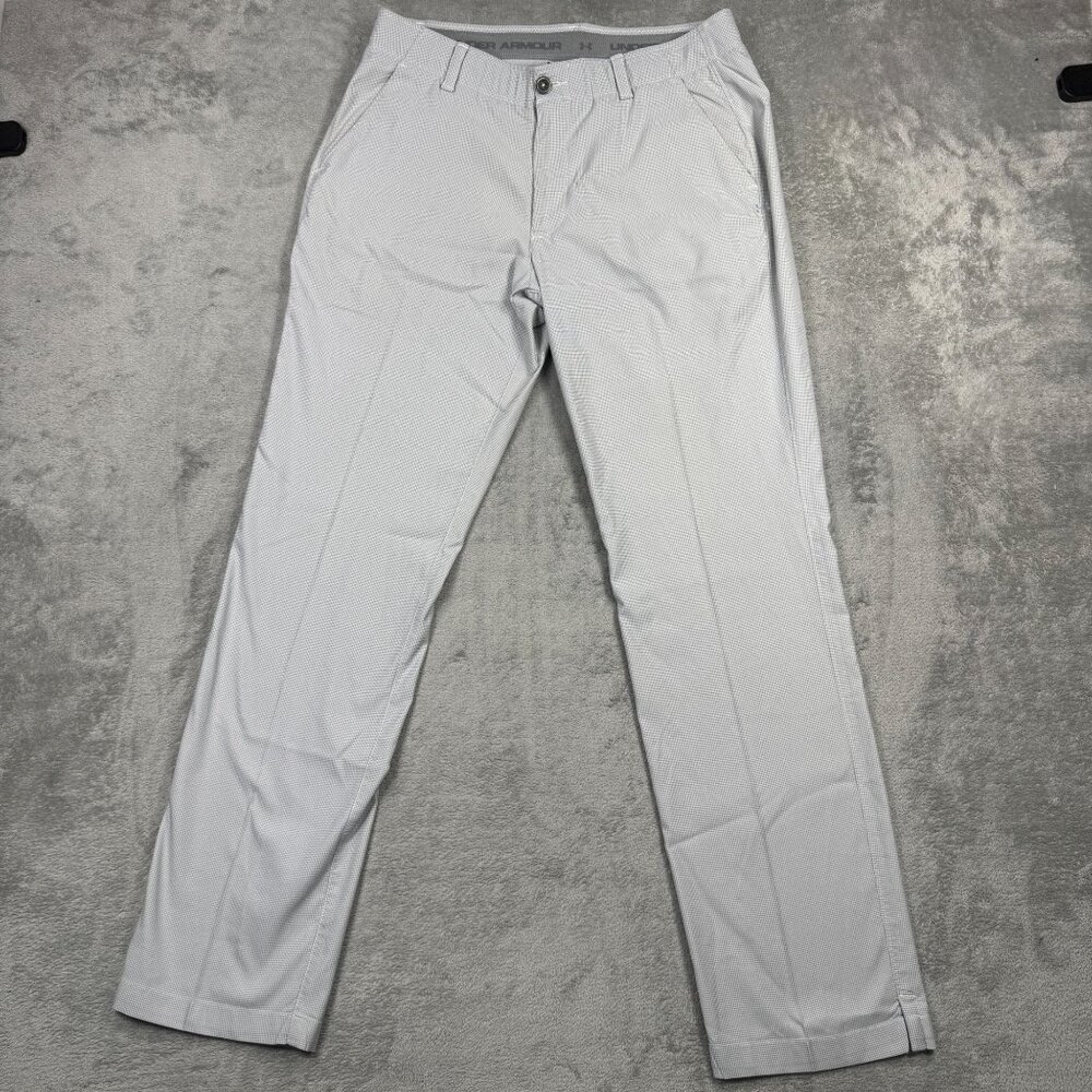 UNDER ARMOUR Houndstooth Golf Pants Mens Performance Stretch Travel Slacks 34x32